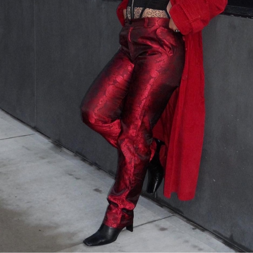 Vintage satin red trousers